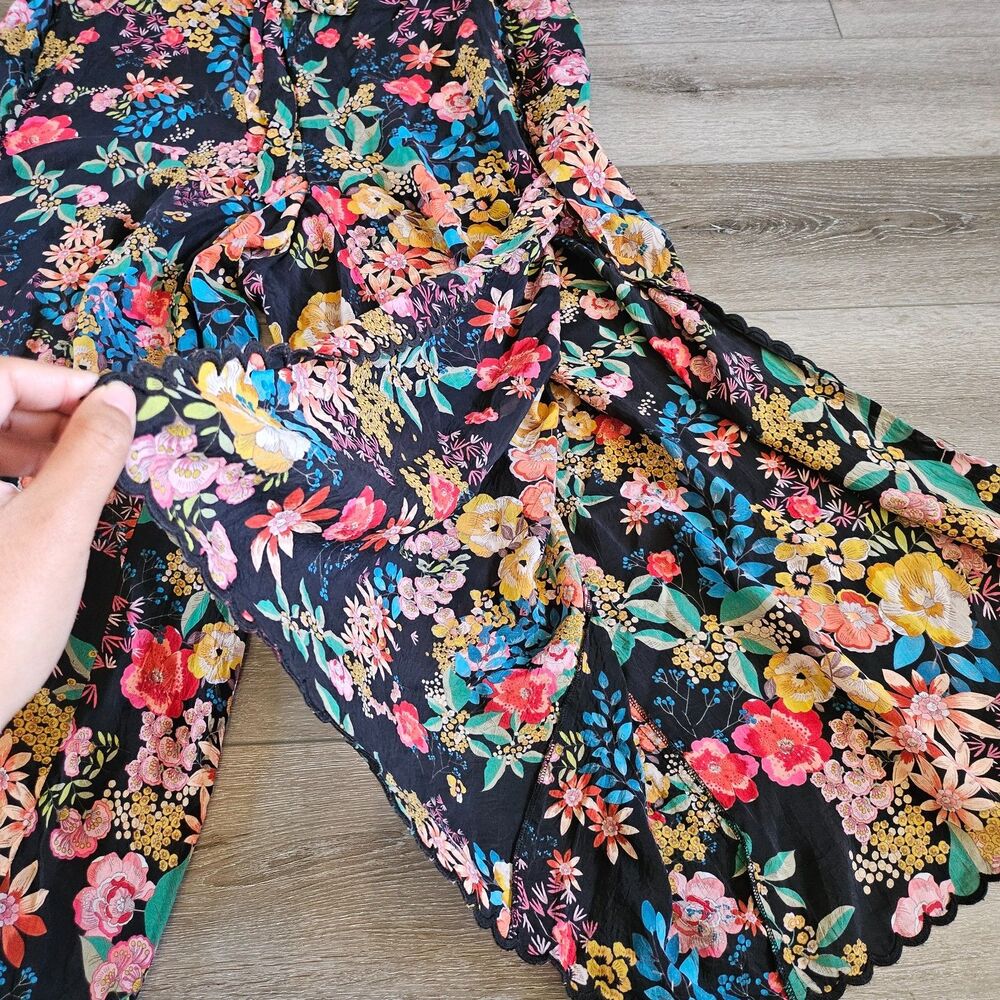Johnny Was Floral Embroidered Wide leg Sheer Pull on Pants Resort wear 2X READ - Picture 5 of 9